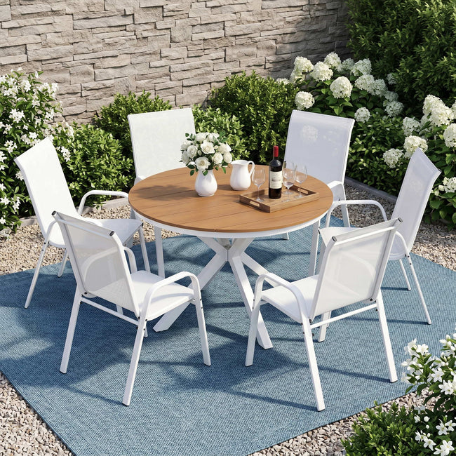 Gardeon 7PCS Outdoor Dining Set Table and Chairs Patio Garden Furniture Steel Hover Image