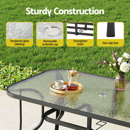 Gardeon 5PC Outdoor Dining Set Table and Chairs Patio Furniture Bistro Set Garden Grey