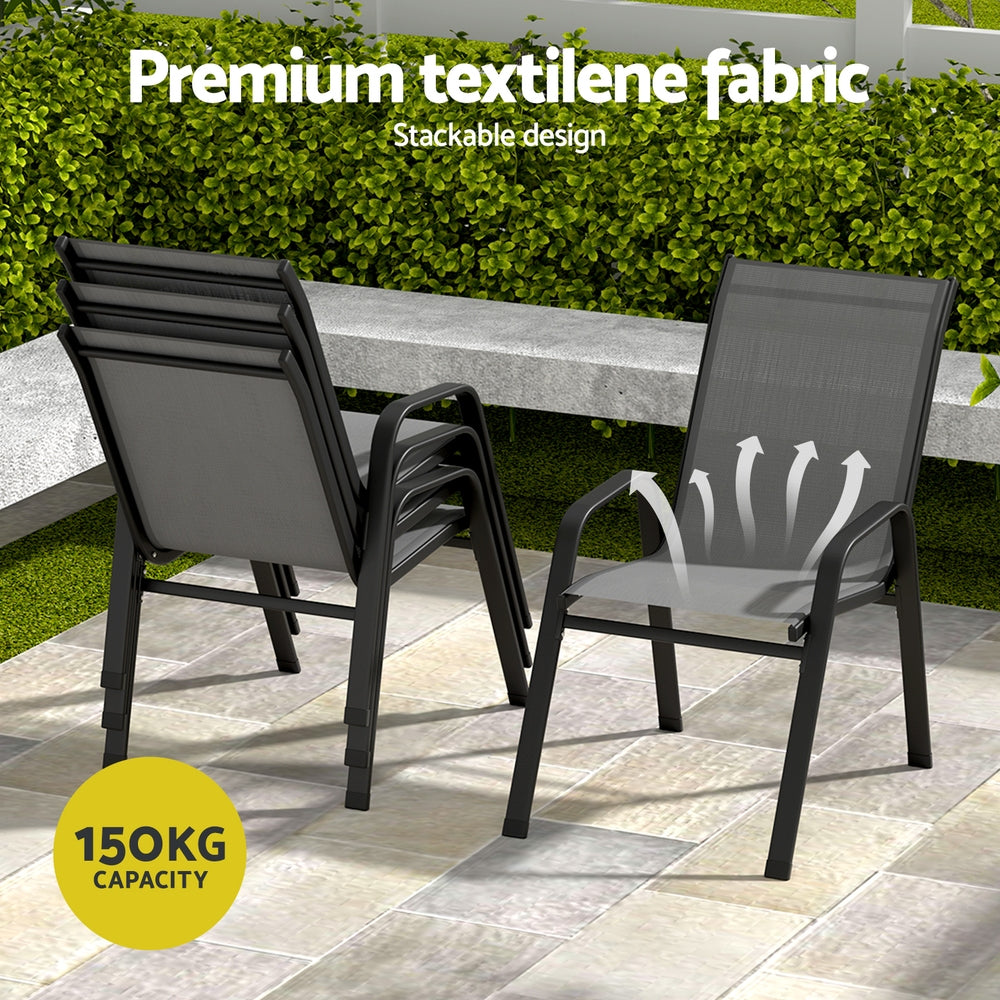 Gardeon 7PC Outdoor Dining Set Table and Chairs Patio Furniture Bistro Set Garden Grey