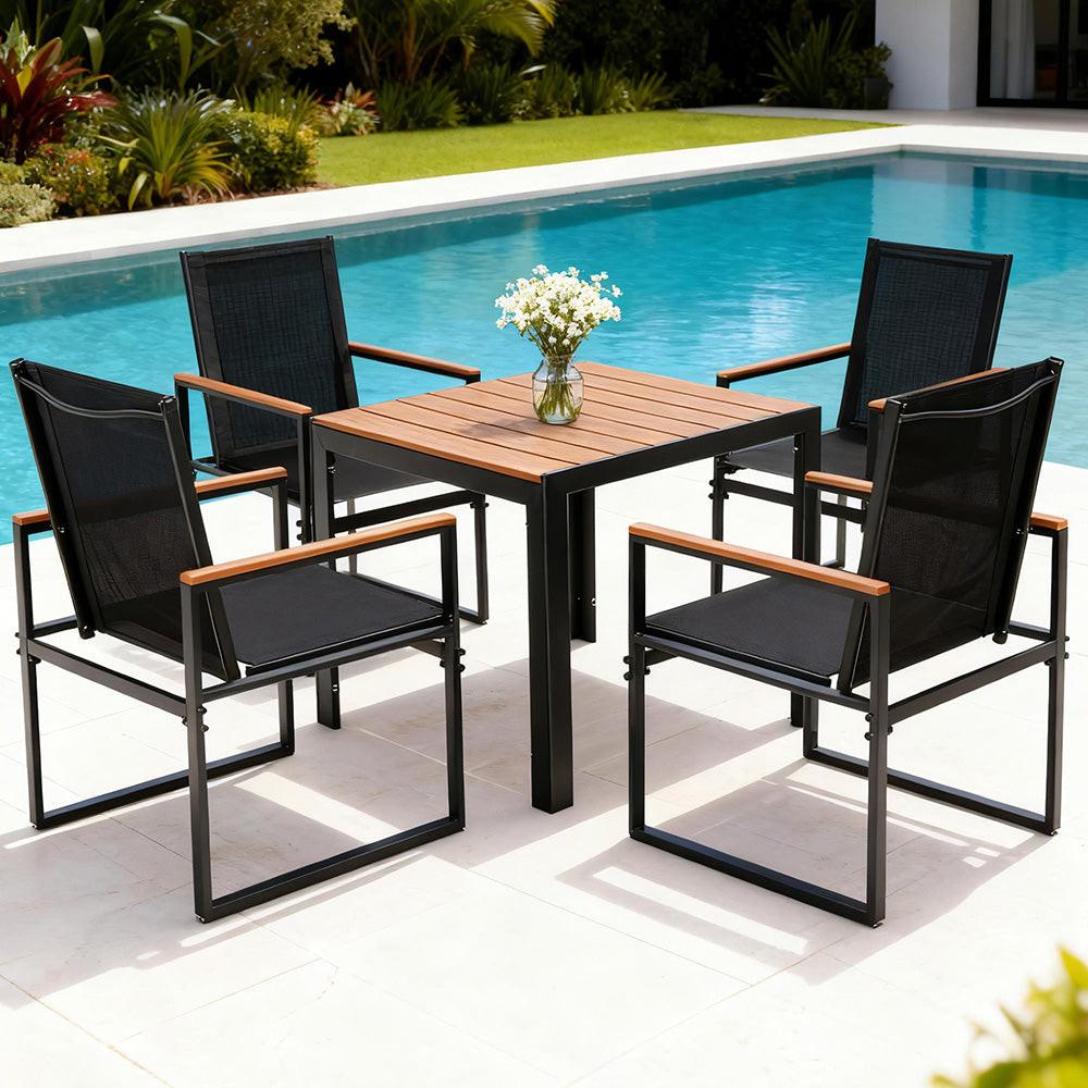 Gardeon 5PCS Outdoor Dining Set Table and Chairs Patio Garden Furniture Bistro Set.