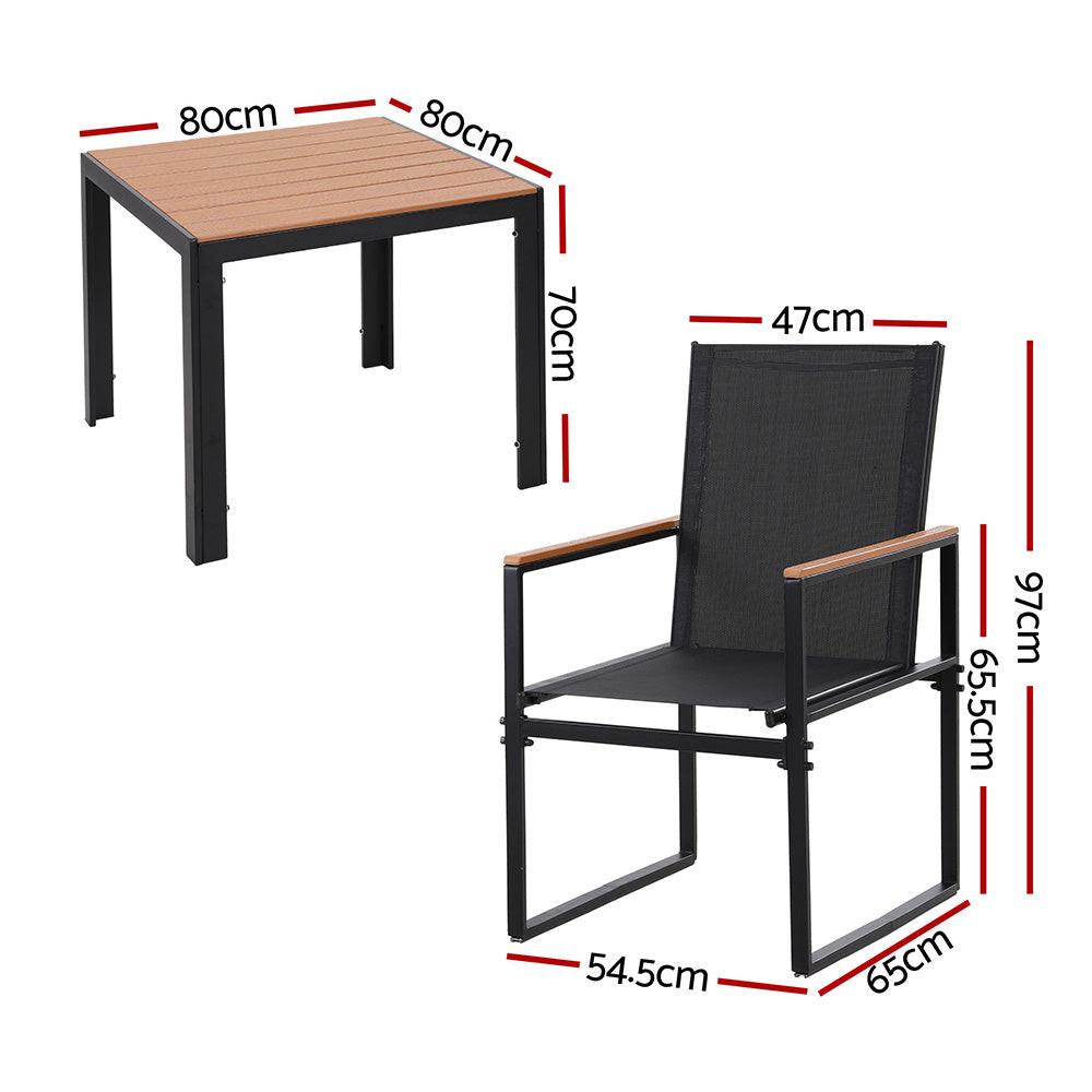 Gardeon 5PCS Outdoor Dining Set Table and Chairs Patio Garden Furniture Bistro Set.
