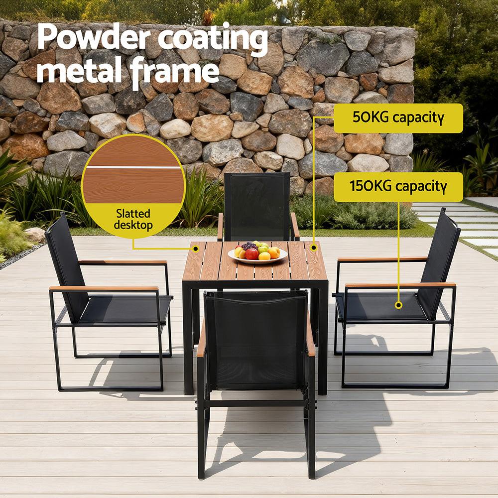 Gardeon 5PCS Outdoor Dining Set Table and Chairs Patio Garden Furniture Bistro Set.