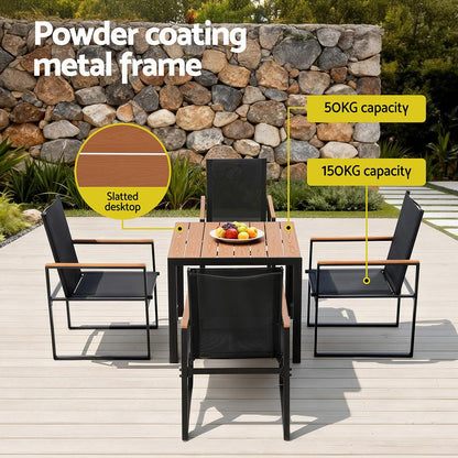 Gardeon 5PCS Outdoor Dining Set Table and Chairs Patio Garden Furniture Bistro Set.