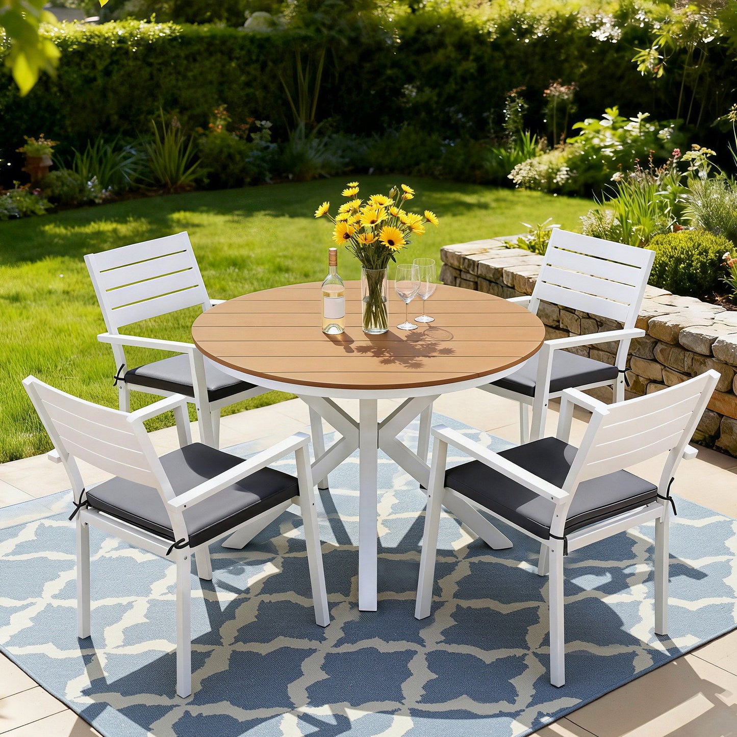 Gardeon Outdoor Dining Set 5 Piece Aluminum WPC Tabletop Patio Furniture
