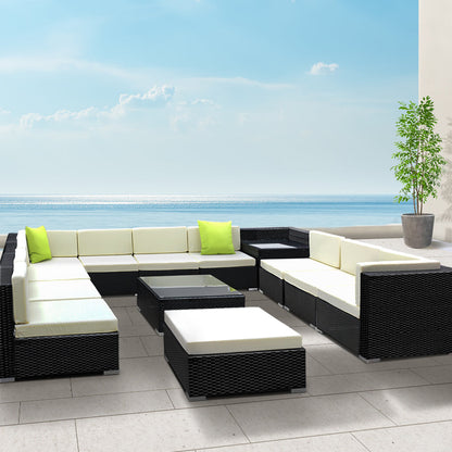 Gardeon 13-Piece Outdoor Sofa Set Wicker Couch Lounge Setting 11 Seater.