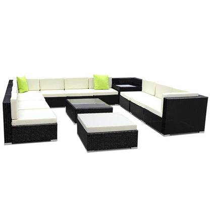 Gardeon 13-Piece Outdoor Sofa Set Wicker Couch Lounge Setting 11 Seater.