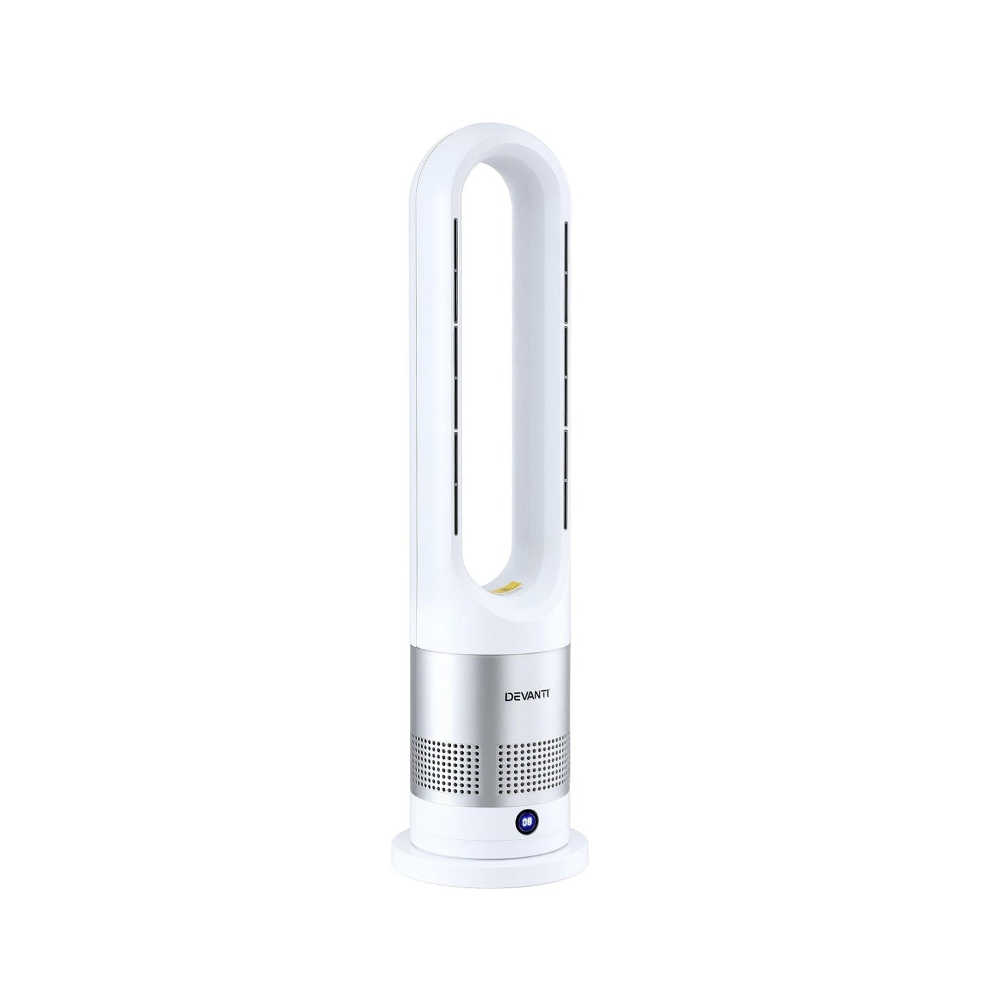 Devanti Bladeless Tower Fan Heater and Cooler 2in1 Portable Oscillation Fan for Bedroom Room Office Use White.