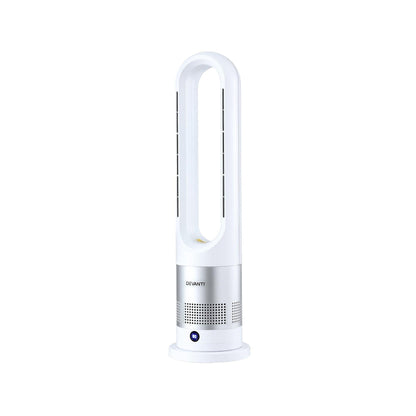 Devanti Bladeless Tower Fan Heater and Cooler 2in1 Portable Oscillation Fan for Bedroom Room Office Use White.
