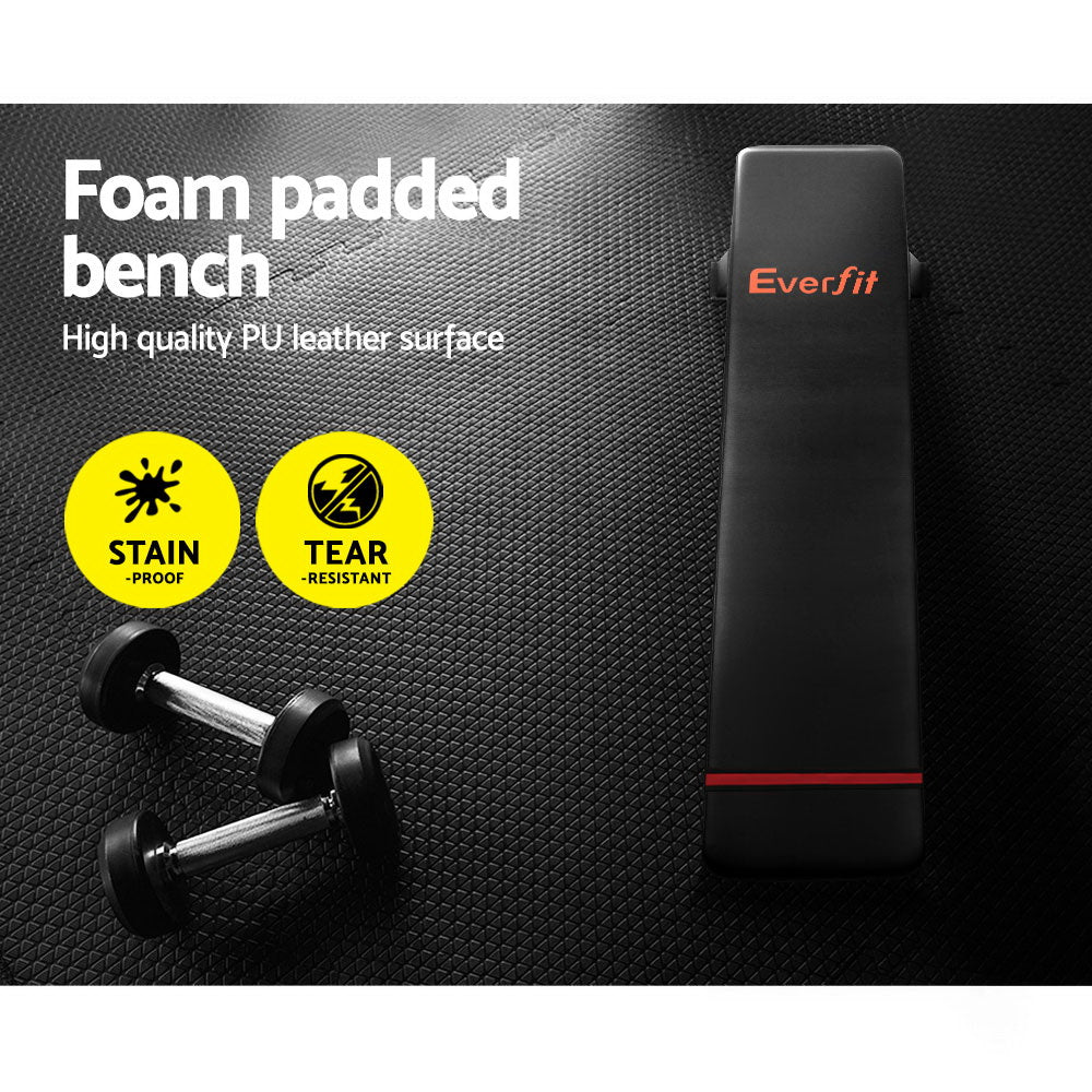 Everfit Weight Bench Flat Bench Press Home Gym Equipment 300kg Capacity.