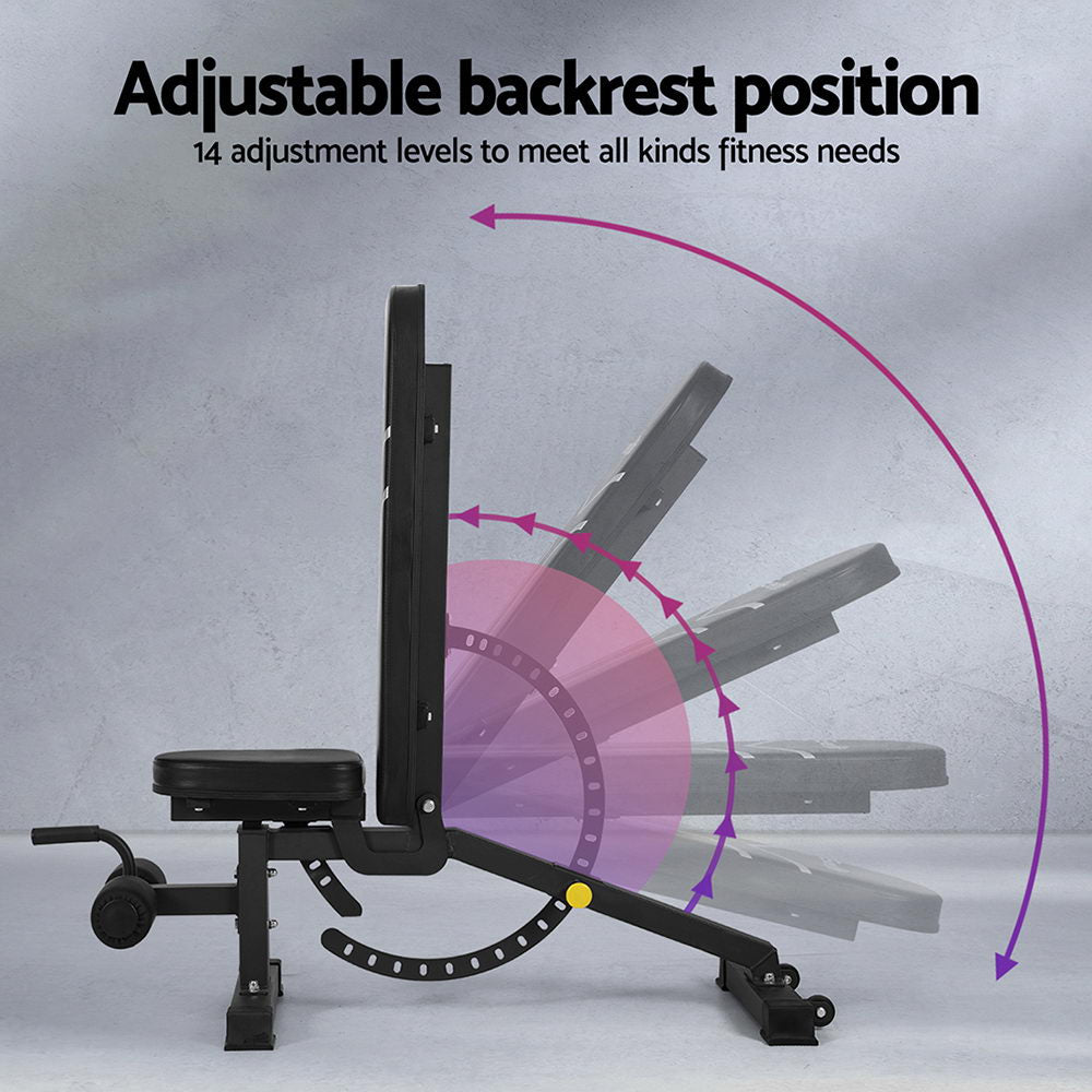 Everfit Weight Bench Adjustable FID Bench Press Home Gym 450kg Capacity.