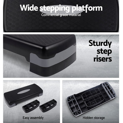 Everfit Aerobic Step Exercise Stepper Steps Home Gym Fitness Block Bench Riser.