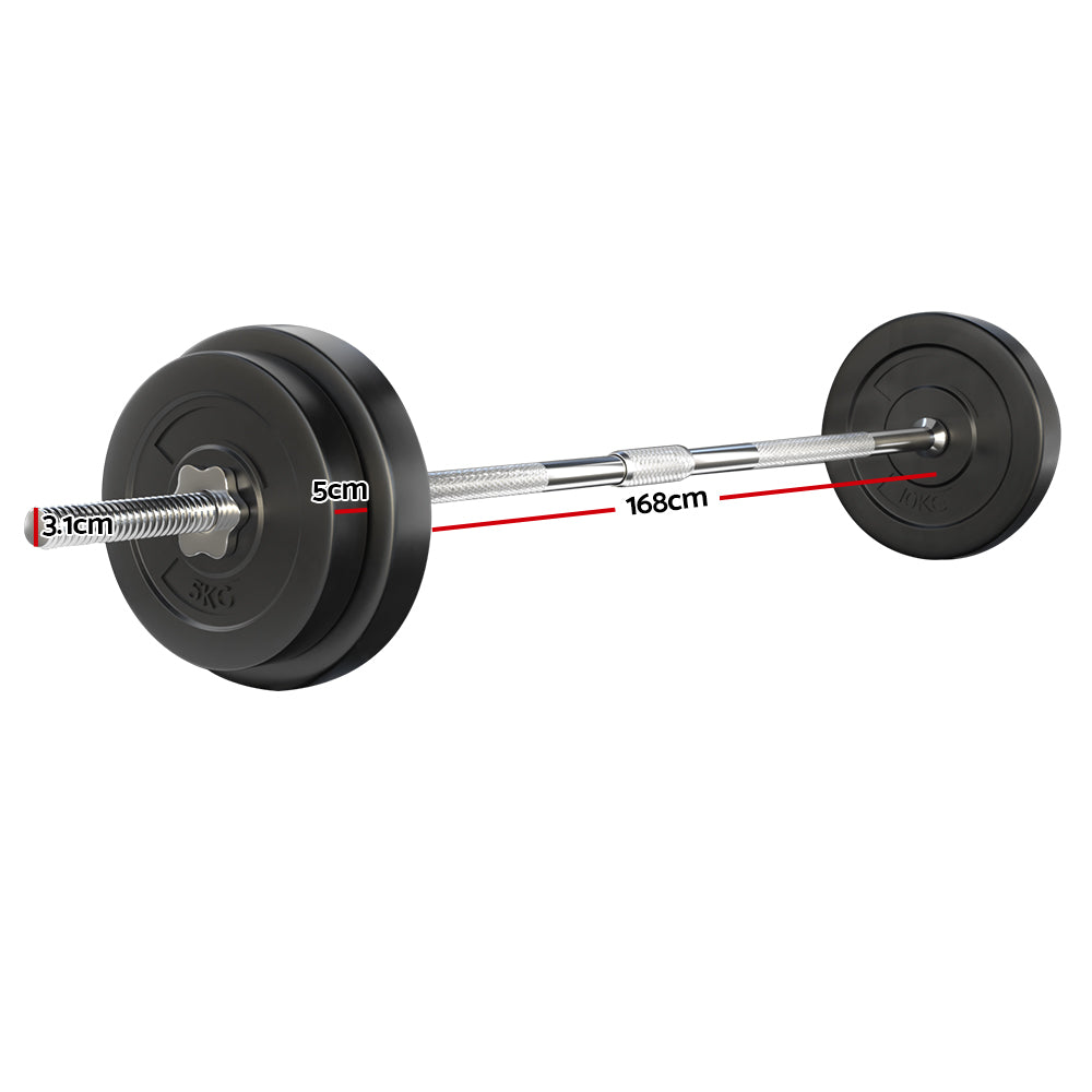 Everfit 38kg Barbell Set Weight Plates Bar Lifting Bench 168cm.