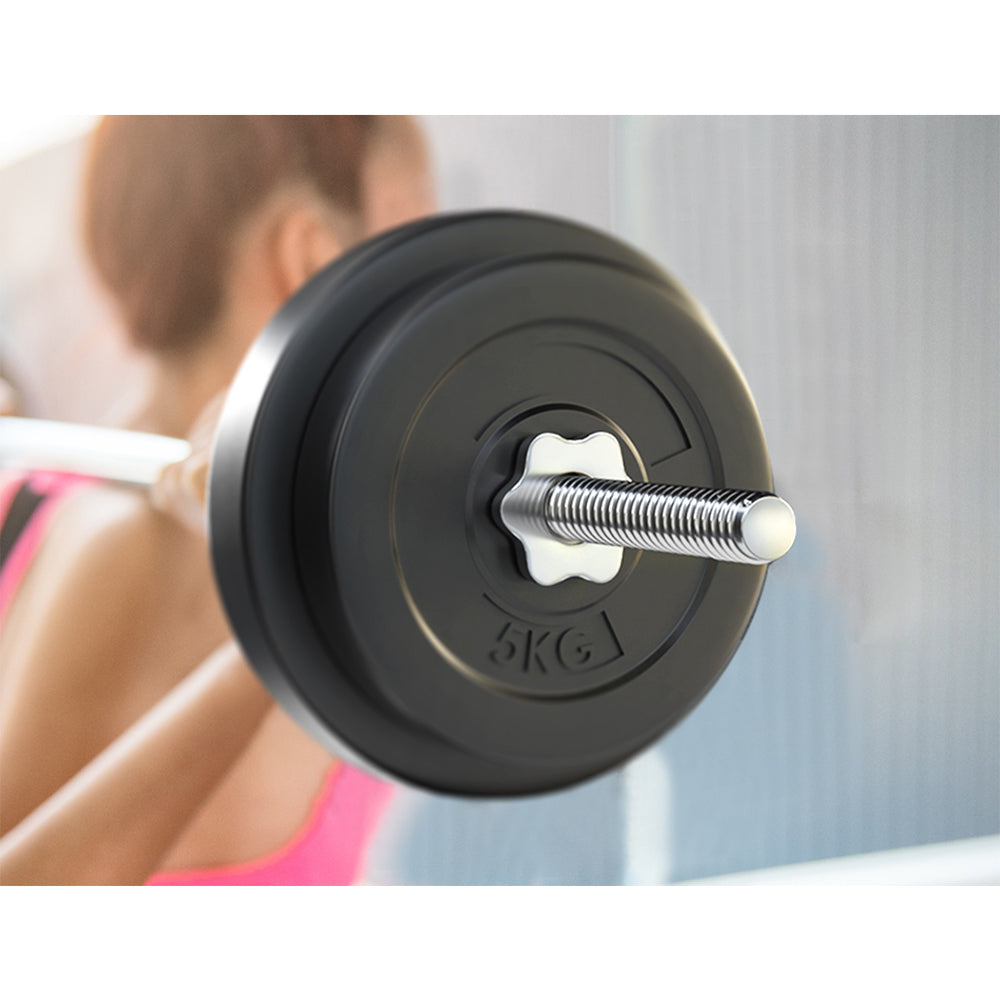 Everfit 38kg Barbell Set Weight Plates Bar Lifting Bench 168cm.