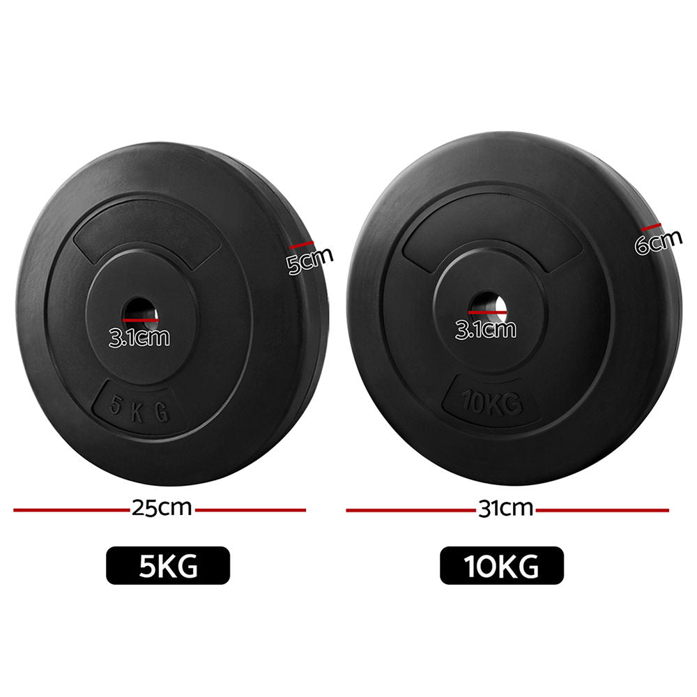 Everfit 50kg Barbell Weight Plates Standard Home Gym Press Fitness Exercise.