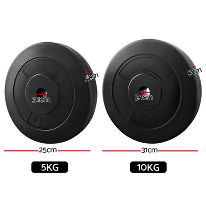Everfit 50kg Barbell Weight Plates Standard Home Gym Press Fitness Exercise.
