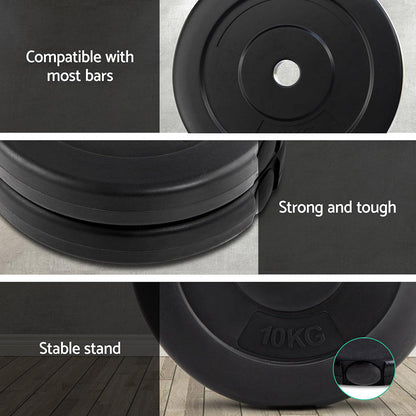 Everfit 50kg Barbell Weight Plates Standard Home Gym Press Fitness Exercise.