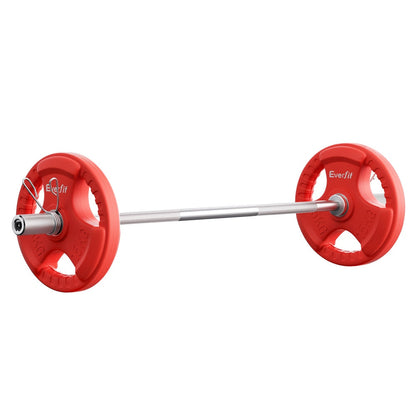 Everfit Barbells Set 36kg 120cm Dumbbell Barbell Plate Weight Lifting Home Gym Red Lifting.