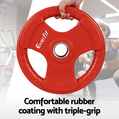 Everfit Barbells Set 36kg 120cm Dumbbell Barbell Plate Weight Lifting Home Gym Red Lifting.