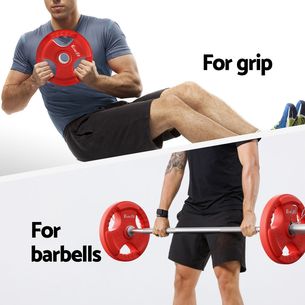 Everfit Barbells Set 36kg 120cm Dumbbell Barbell Plate Weight Lifting Home Gym Red Lifting.