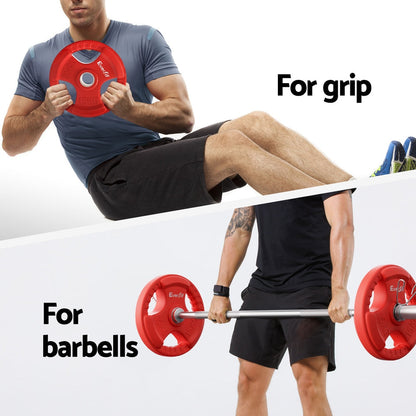 Everfit Barbells Set 36kg 120cm Dumbbell Barbell Plate Weight Lifting Home Gym Red Lifting.