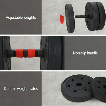 Everfit 40kg Adjustable Dumbbells Set Kettle Bell Weight Plates Barbells Gym.