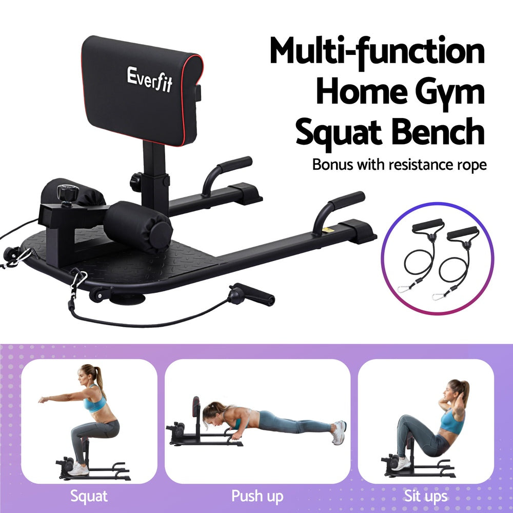 Everfit Deep Sissy Squat Weight Bench Adjustable Leg Extension Strength Training.