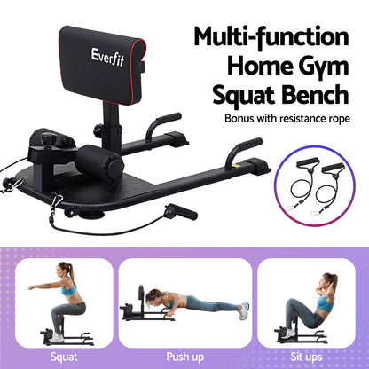 Everfit Deep Sissy Squat Weight Bench Adjustable Leg Extension Strength Training.