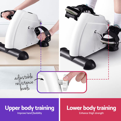Everfit Pedal Exerciser Mini Exercise Bike Cross Trainer Under Desk Bike White.