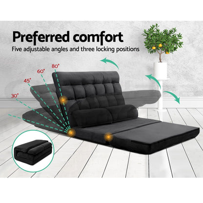 Artiss Sofa Bed Adjustable Floor Chair & TV Unit 120cm Entertainment Cabinet Set