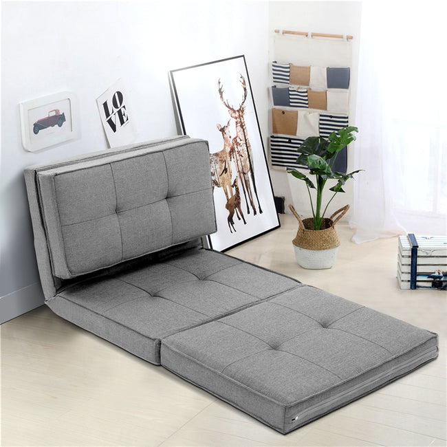 Artiss Floor Lounge Single Sofa Bed Grey Fabric Hover Image