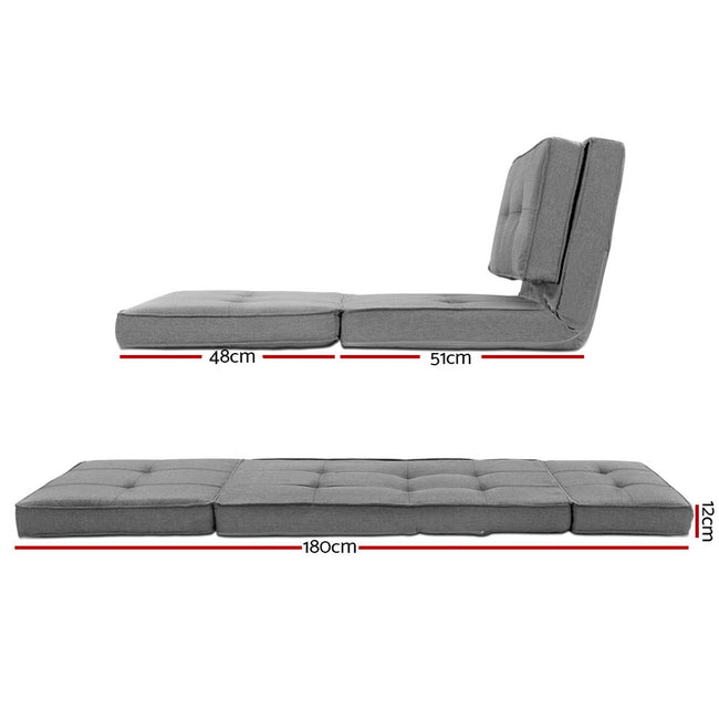 Artiss Floor Lounge Single Sofa Bed Grey Fabric Main Image