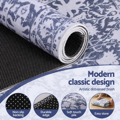 Artiss Hallway Runner Rug 80X300cm Soft Velvet Washable Modern Kitchen Mat