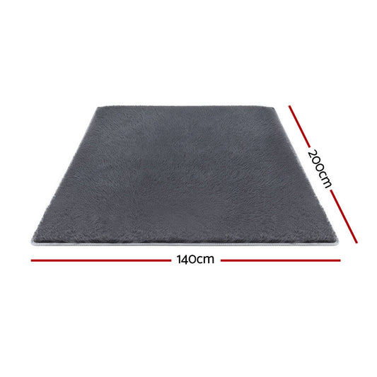 Artiss Floor Rug 140x200cm Plush Area Shaggy Rug Living Room Bedroom Carpet Grey