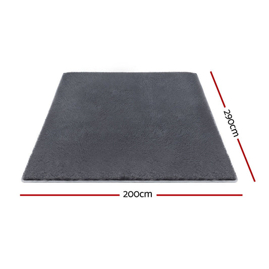 Artiss Floor Rug 200x290cm Plush Area Shaggy Rug Living Room Bedroom Carpet Grey