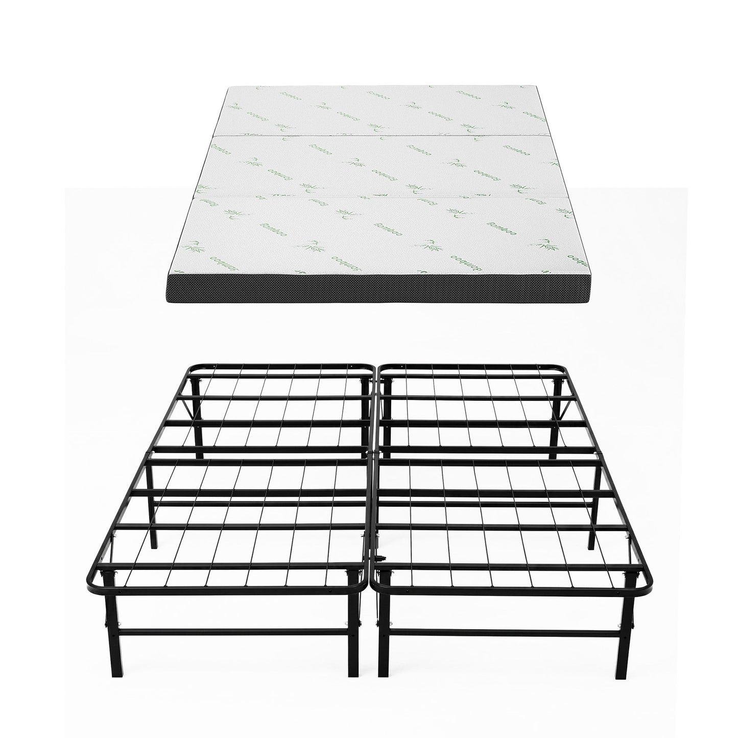 Giselle Folding Bed with Mattress Double Portable Foldable Guest Bed Bamboo Cover