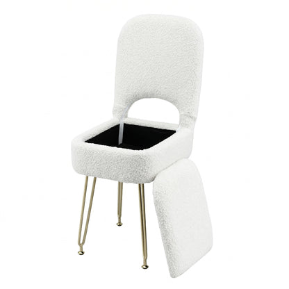 Artiss Storage Ottoman Vanity Stool Foot Stool Folding Back White