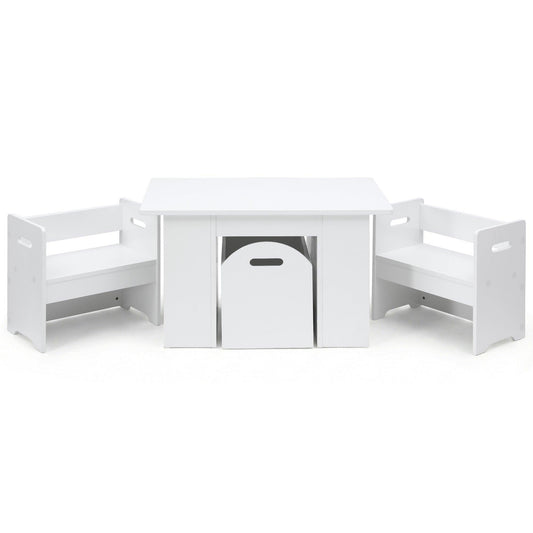 Keezi 3PCS Kids Table and Chairs Set Storage Toys Play Activity Desk.