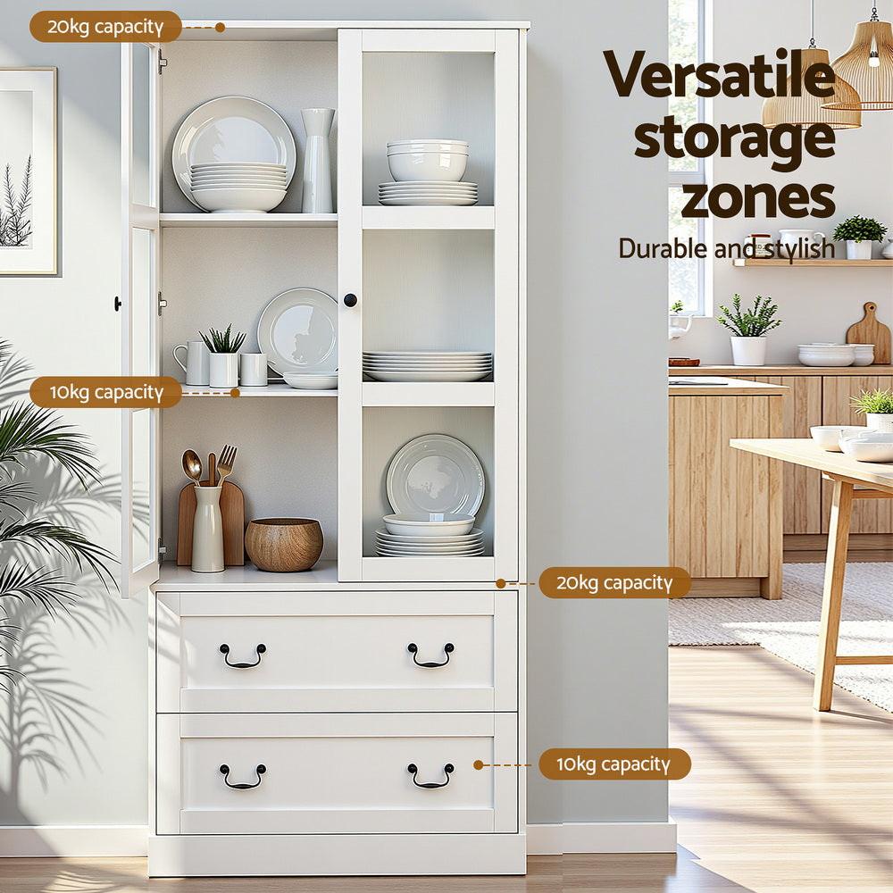 Artiss Buffet Sideboard 180cm Hutch Storage Cabinet Kitchen Drawer Door White.