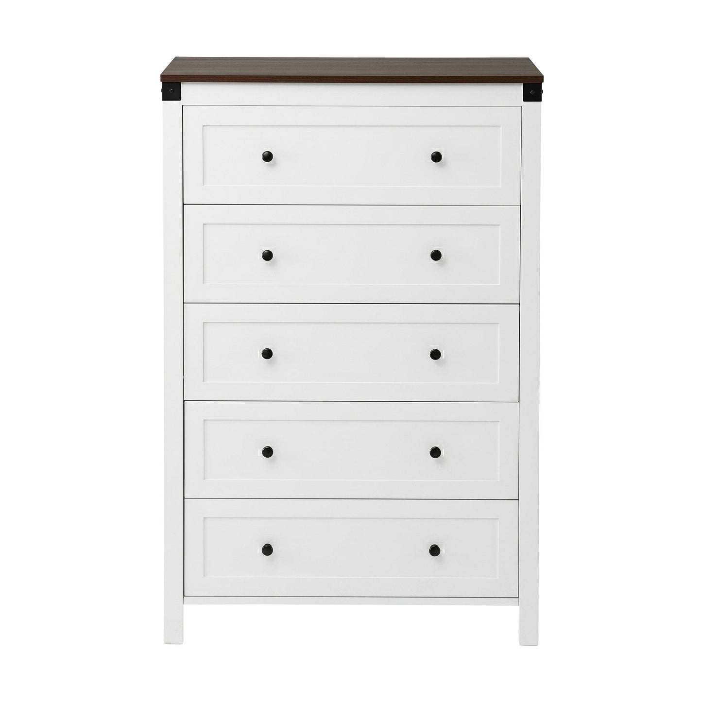 Artiss 5 Chest of Drawers Storage Tallboy White & Walnut