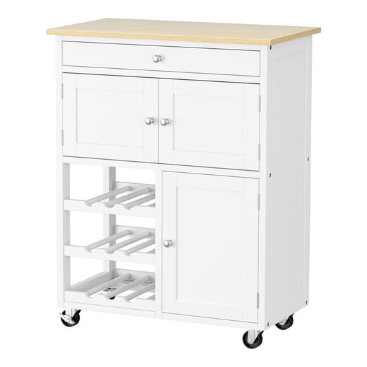 Artiss Kitchen Island Trolley Rolling Serving Cart Storage Cart Drawer Cupboard.