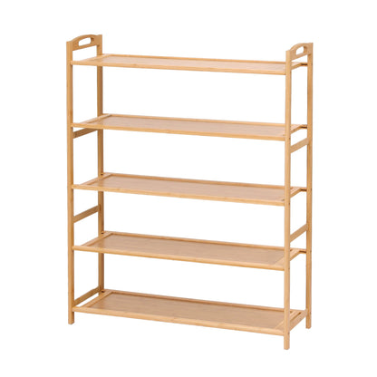 Artiss 5 Tier Shoe Rack Bamboo Storage Organiser Pine