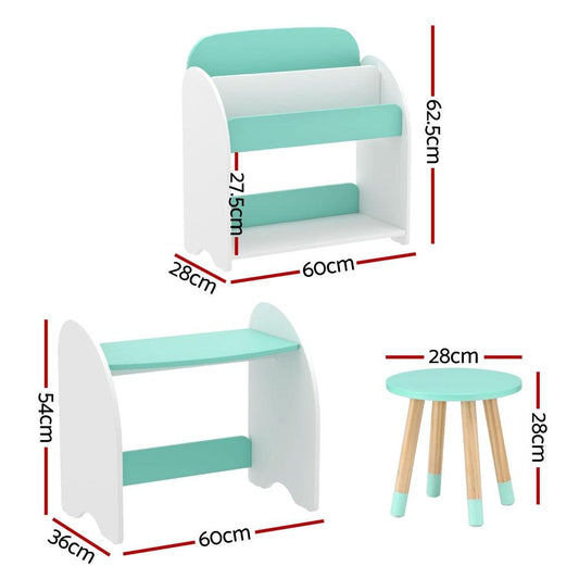 Keezi Kids Bookshelf 2 In 1 Table Chair Set Bookcase Toys Shelves Children Organiser.