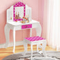 Keezi Kids Dressing Table Vanity Makeup Chair Set Wooden 3 Mirror Drawer Pink.