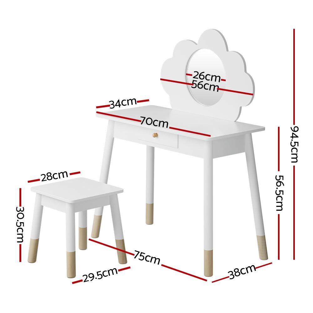Keezi Kids Dressing Table Chair Set Vanity Makeup Wooden Leg Mirror Drawer.