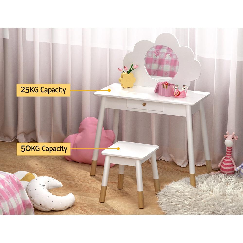 Keezi Kids Dressing Table Chair Set Vanity Makeup Wooden Leg Mirror Drawer.