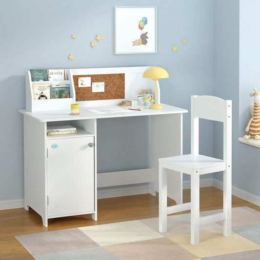 Keezi Kids Table and Chair Set Children Study Play Toys Desk w/ Cabinet Storage.