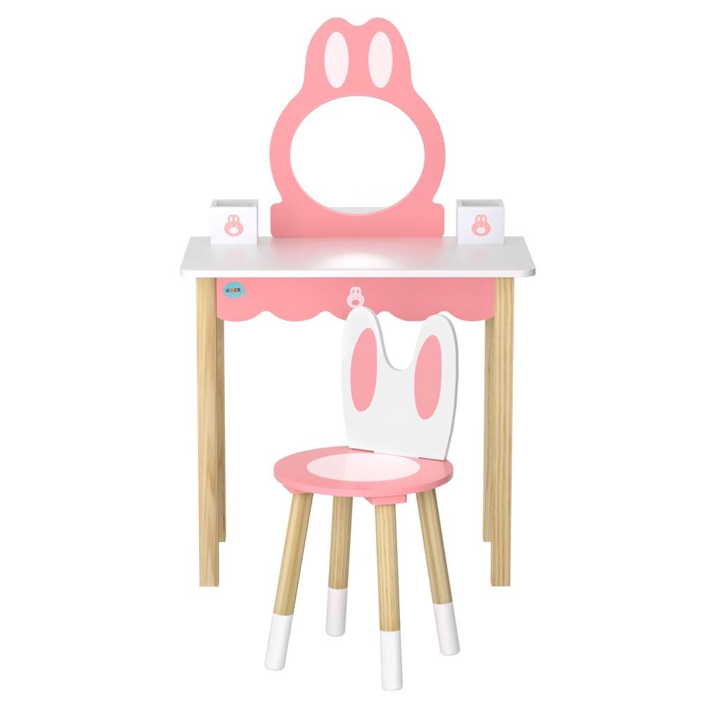1 Set of Keezi Kids Dressing Table Wooden Bunny Pink.