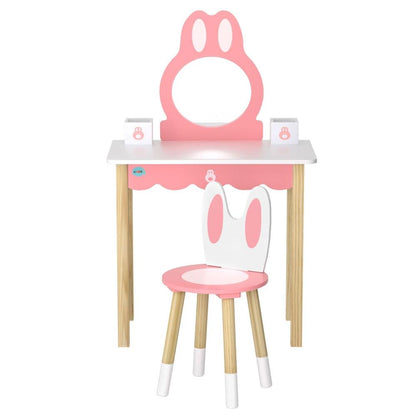 1 Set of Keezi Kids Dressing Table Wooden Bunny Pink.