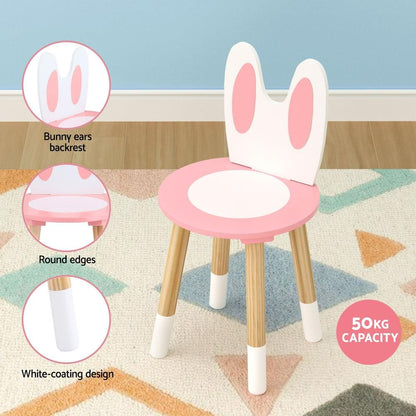 1 Set of Keezi Kids Dressing Table Wooden Bunny Pink.