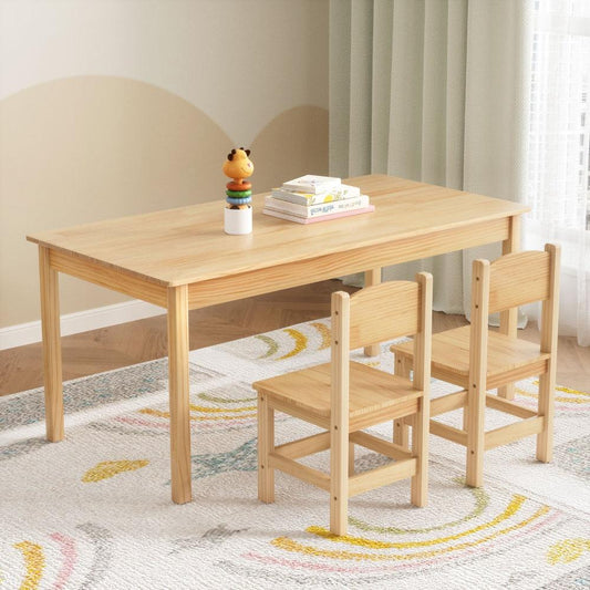 1 Keezi Kids Table and 2 Chairs Set Pinewood.